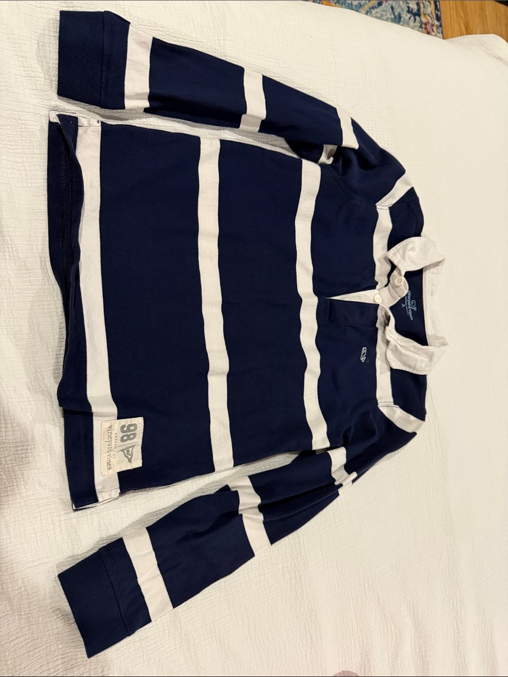 Vineyard Vines Navy and White Striped Rugby Shirt - Kids